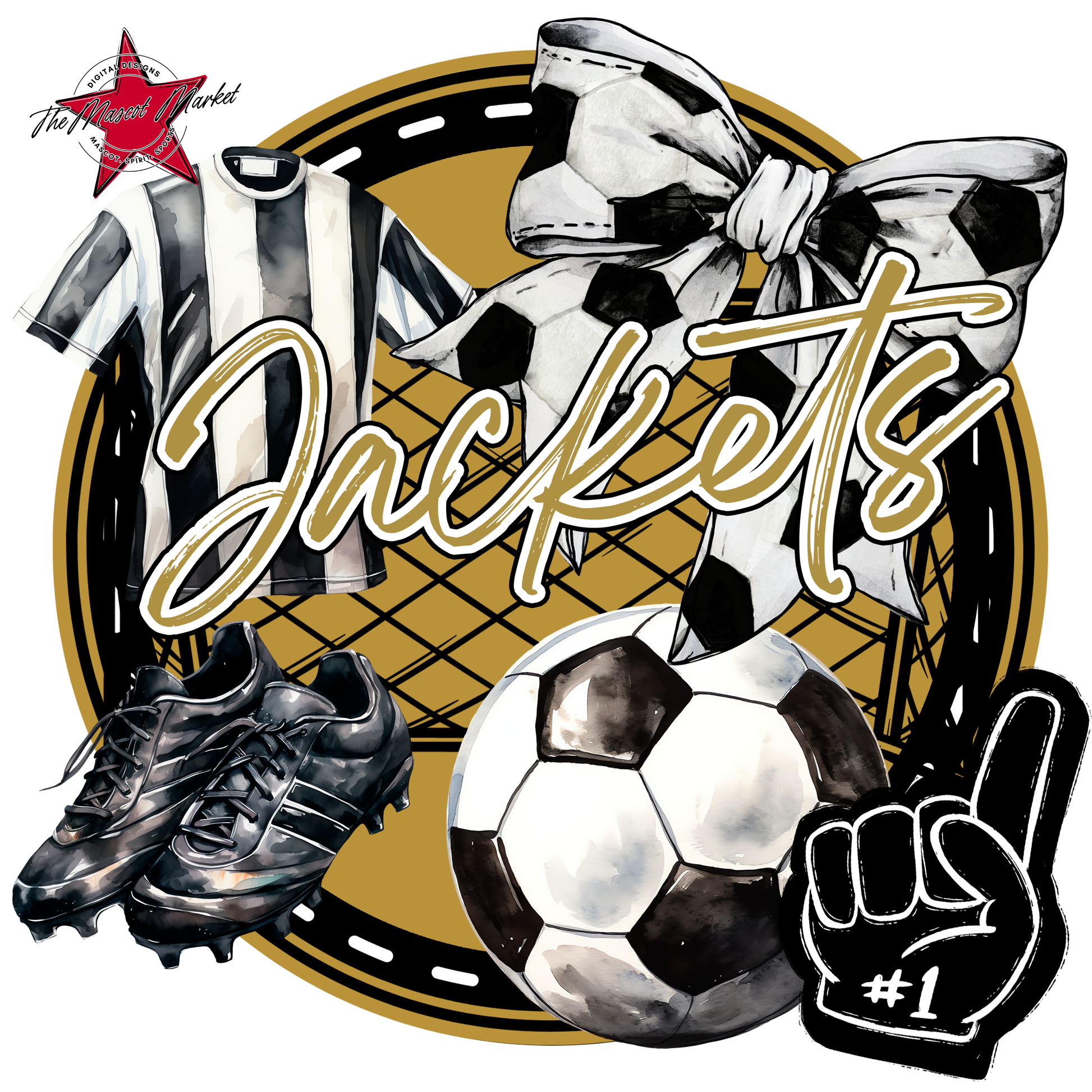 Jackets Circle Soccer Design-Gold