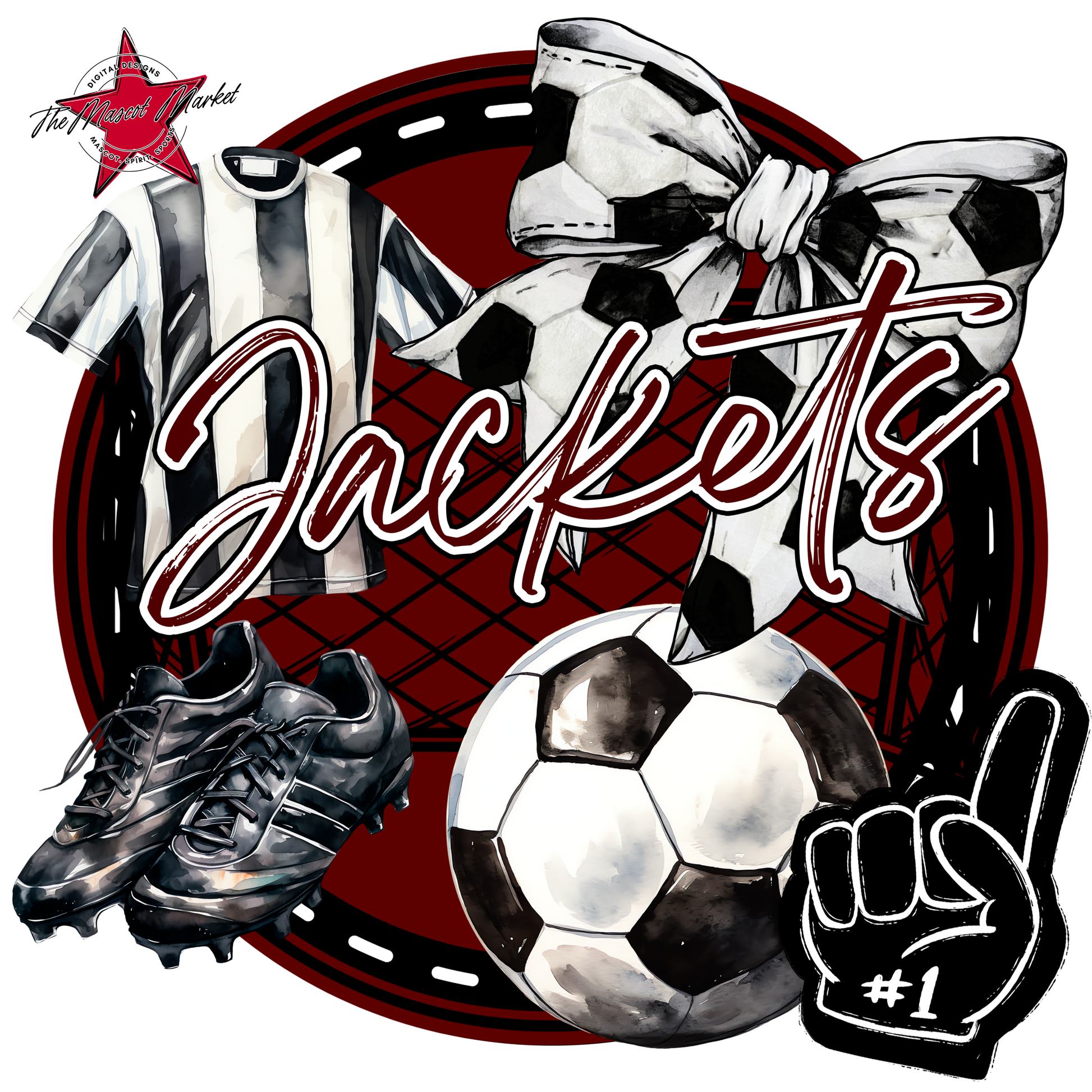 Jackets Circle Soccer Design-Maroon