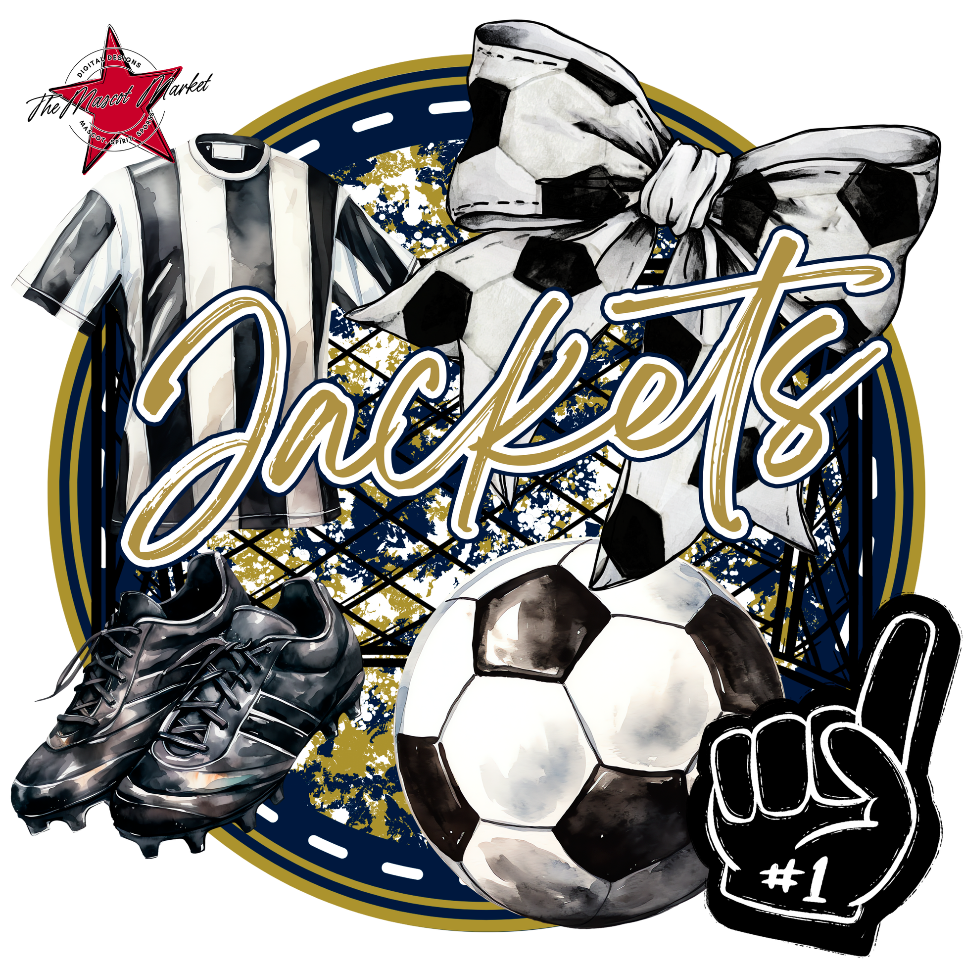 Jackets Circle Soccer Design-Navy-Gold