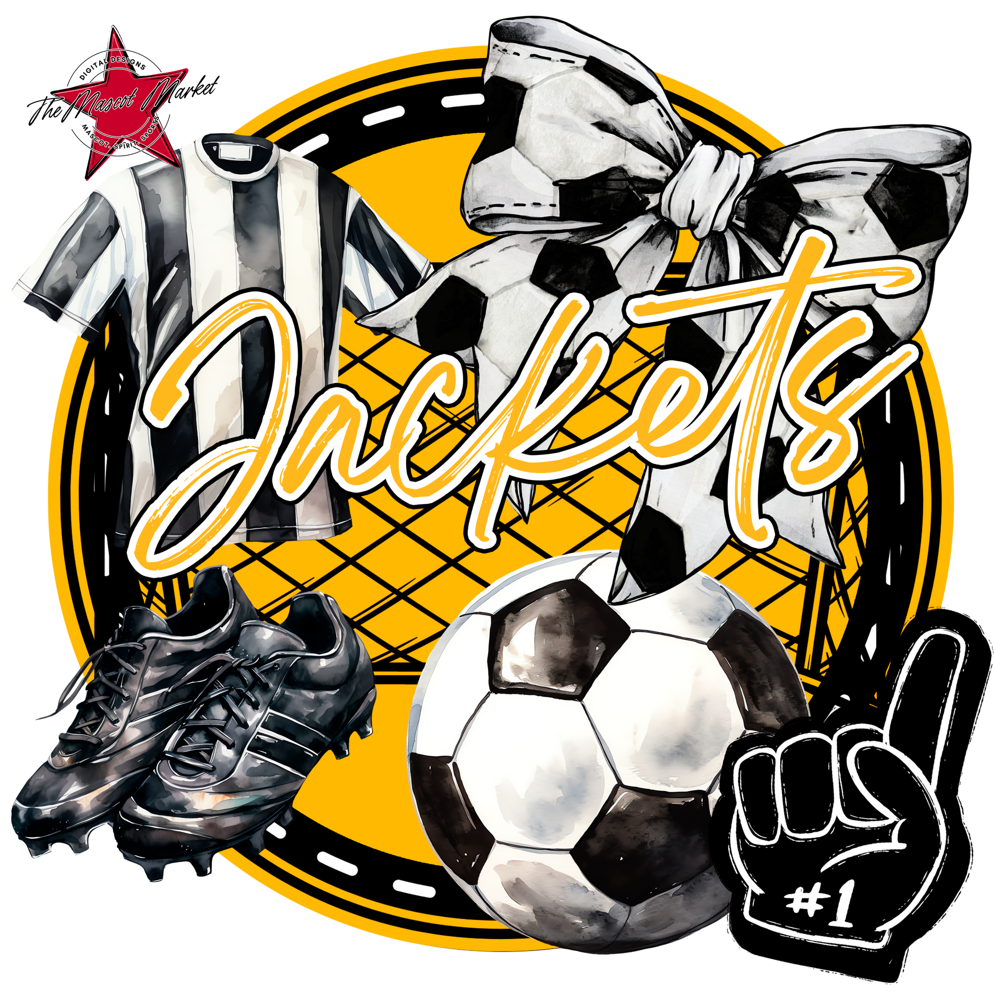 Jackets Circle Soccer Design-Yellow