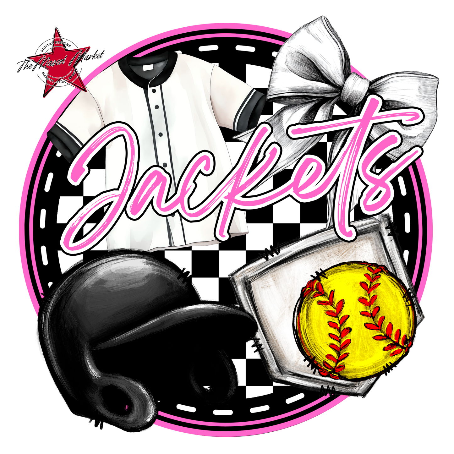 Jackets Circle Softball Design-Baby Pink