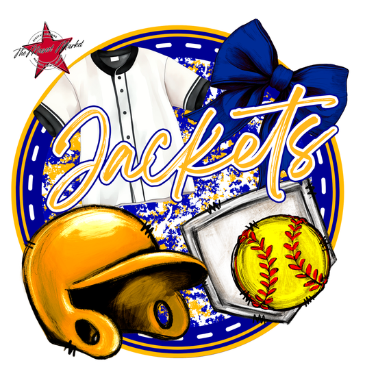 Jackets Circle Softball Design-Blue-Yellow