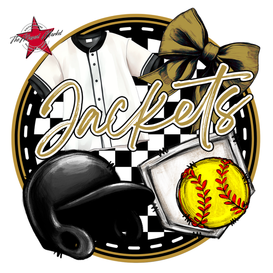 Jackets Circle Softball Design-Gold