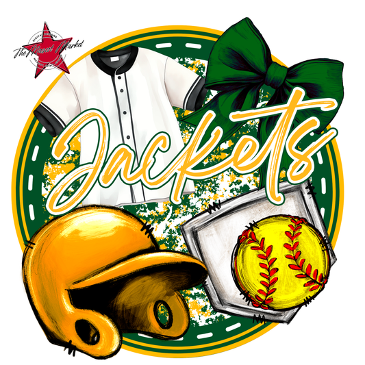 Jackets Circle Softball Design-Green-Yellow