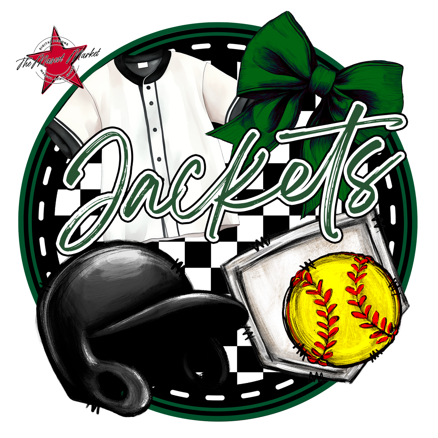 Jackets Circle Softball Design-Green