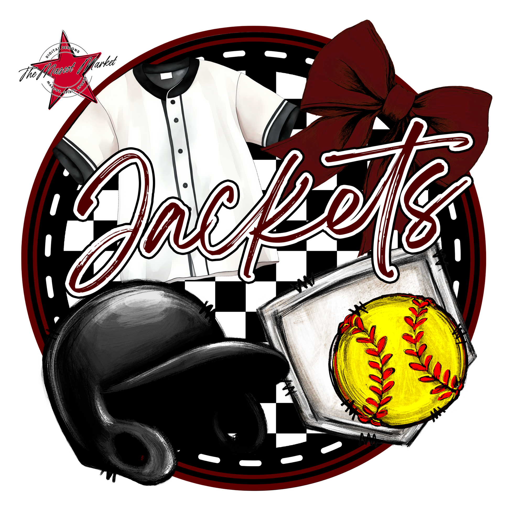 Jackets Circle Softball Design-Maroon