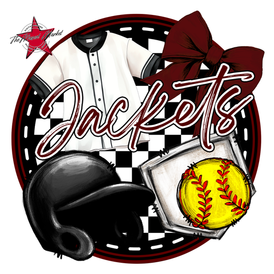 Jackets Circle Softball Design-Maroon
