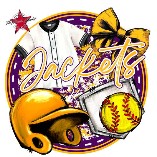 Jackets Circle Softball Design-Purple-Yellow