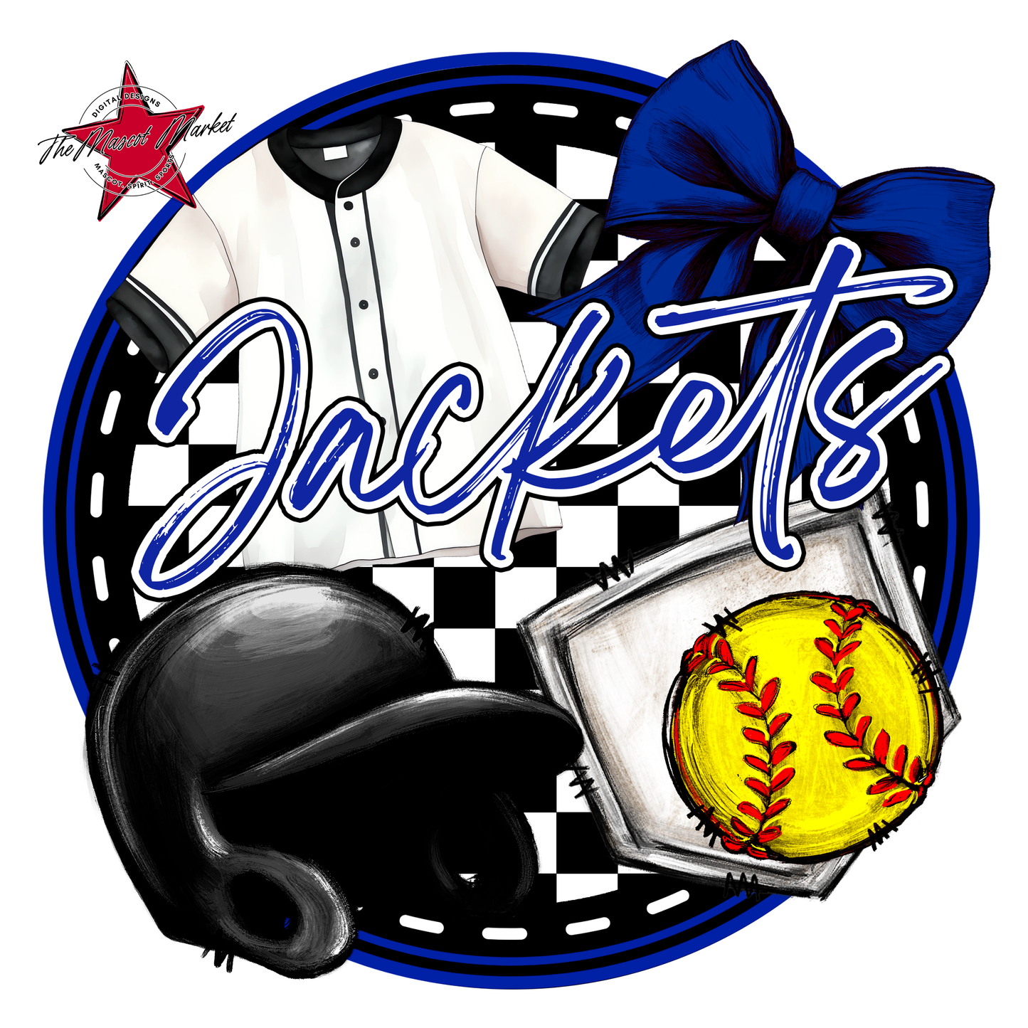 Jackets Circle Softball Design-Royal Blue