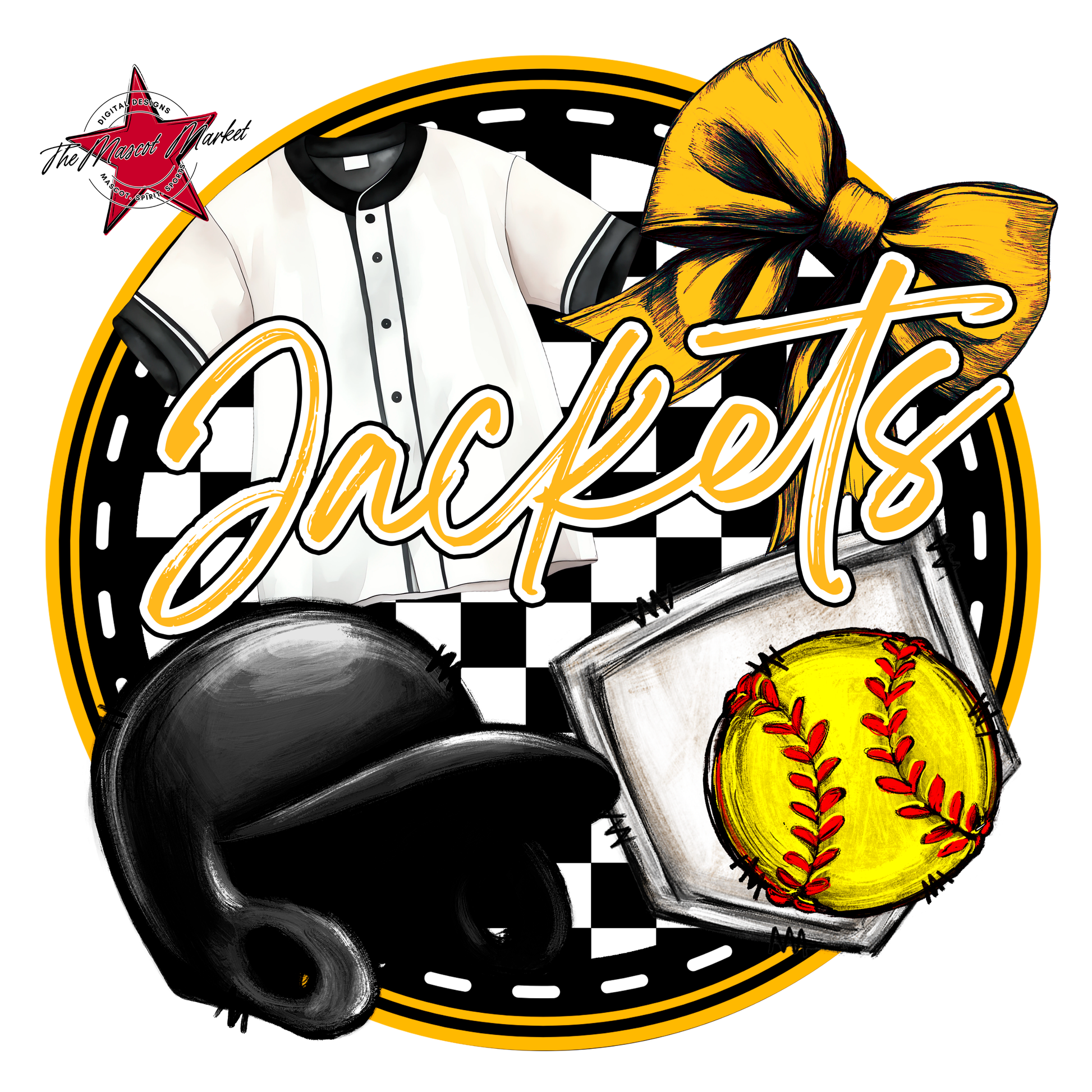 Jackets Circle Softball Design-Yellow