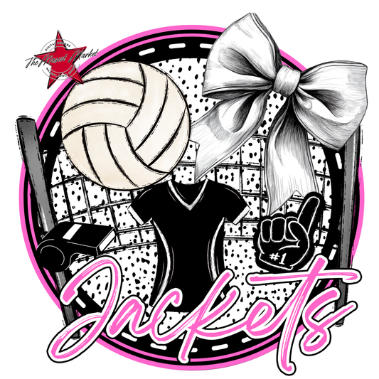 Jackets Circle Volleyball Design-Baby Pink
