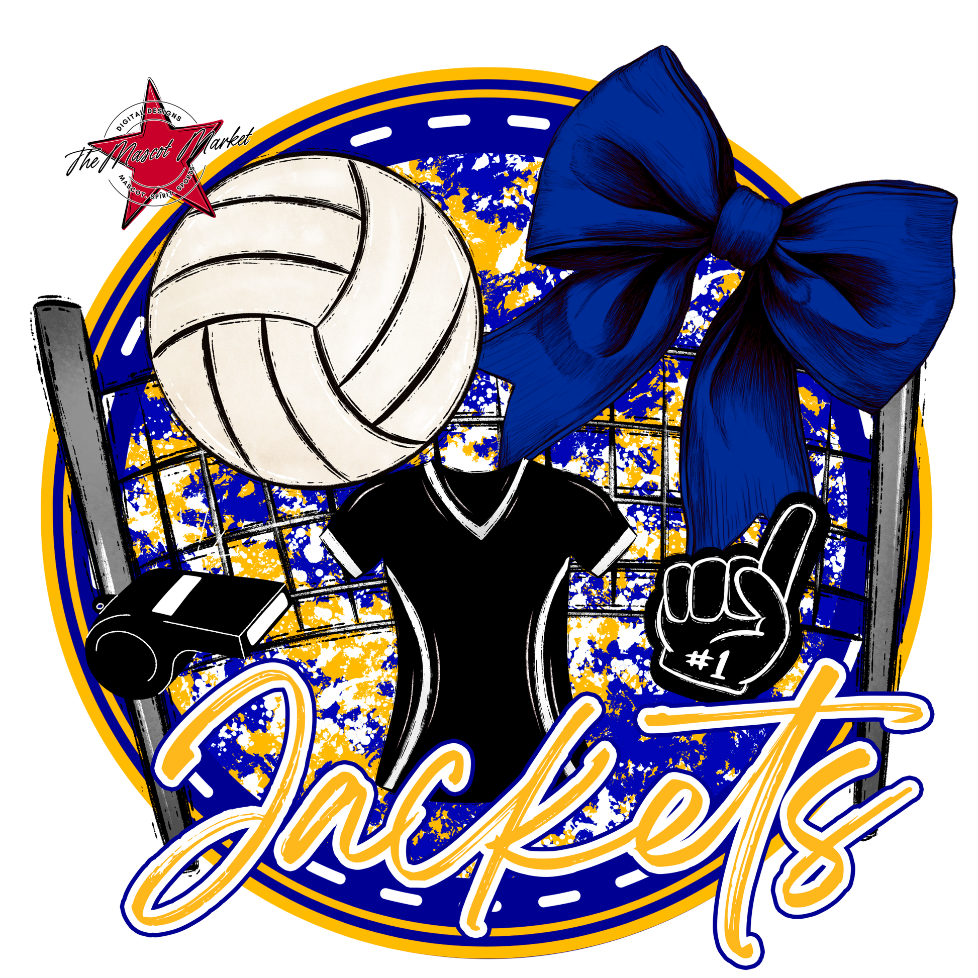 Jackets Circle Volleyball Design-Blue-Yellow