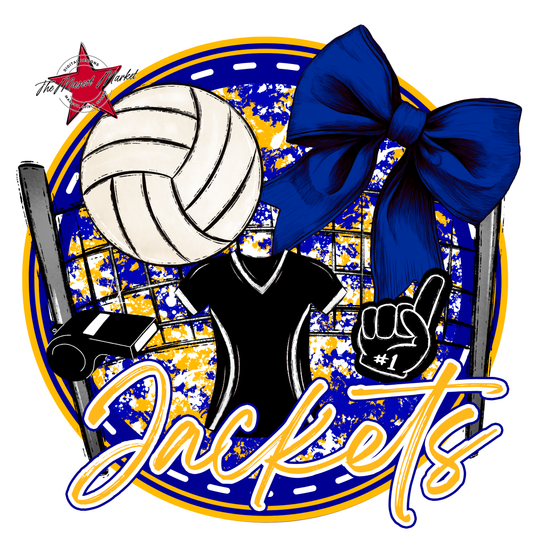 Jackets Circle Volleyball Design-Blue-Yellow