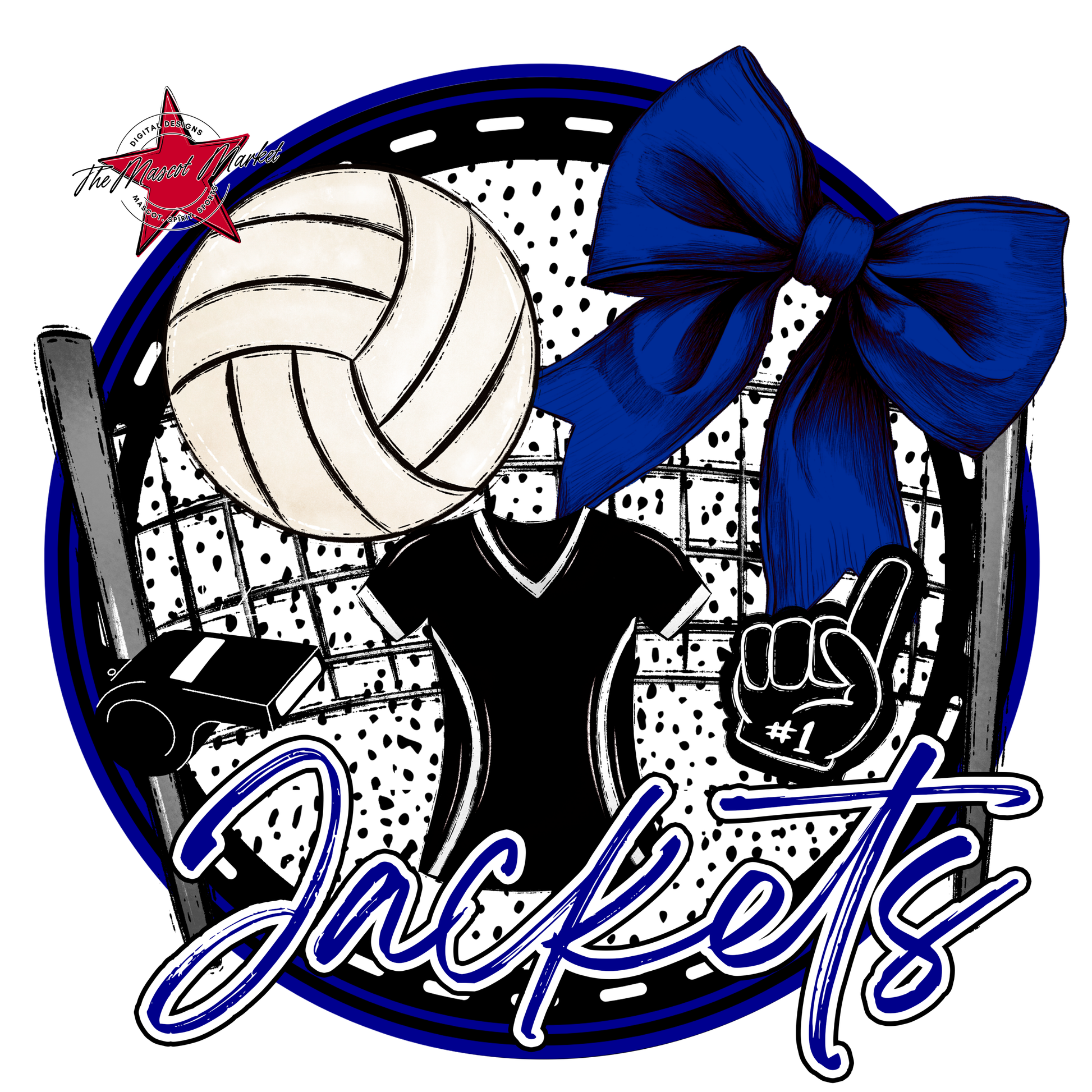 Jackets Circle Volleyball Design-Blue