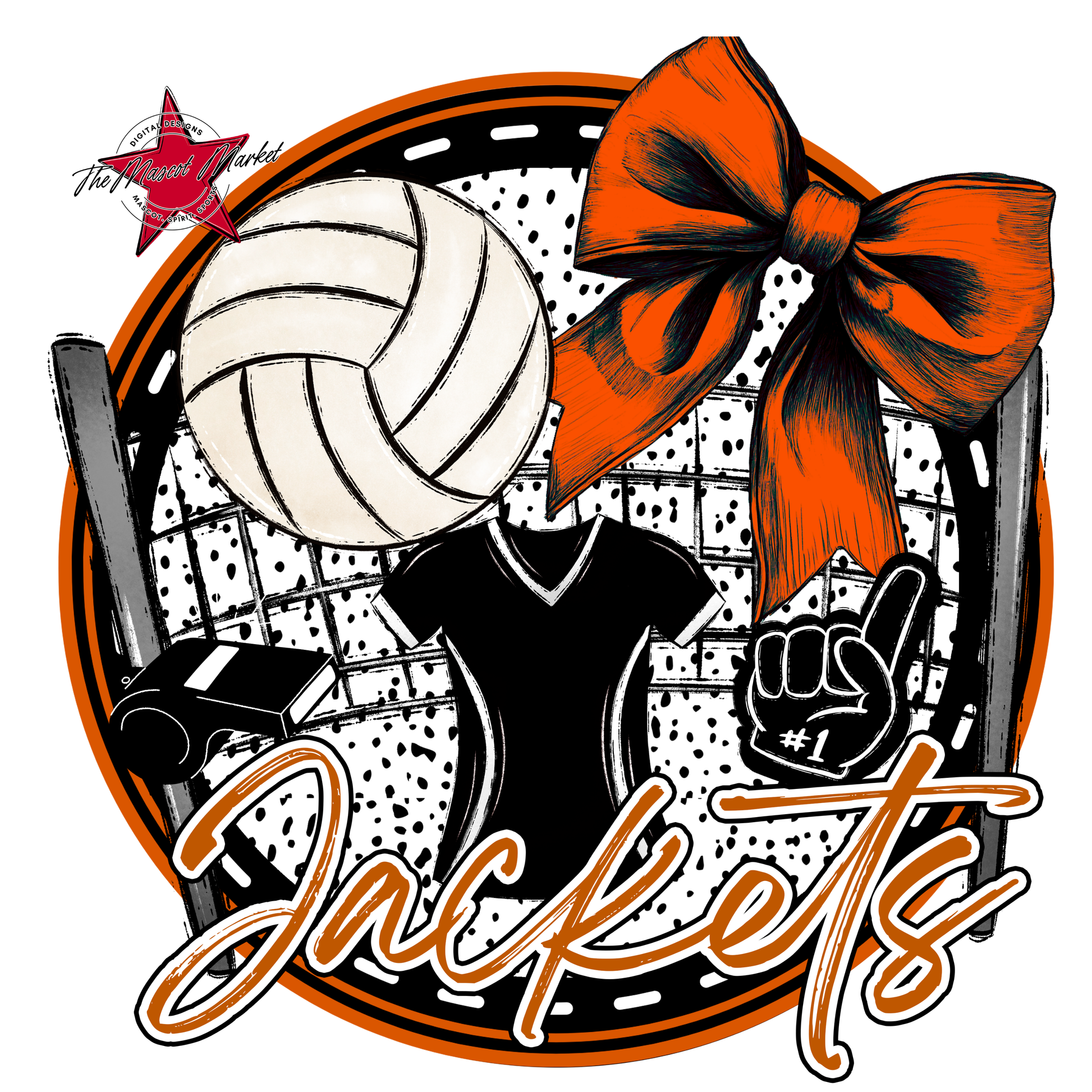 Jackets Circle Volleyball Design-Burnt Orange