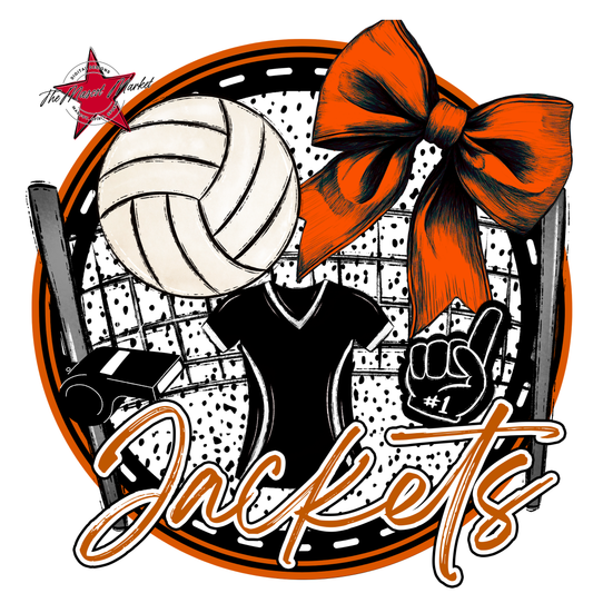 Jackets Circle Volleyball Design-Burnt Orange