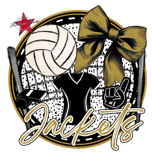 Jackets Circle Volleyball Design-Gold