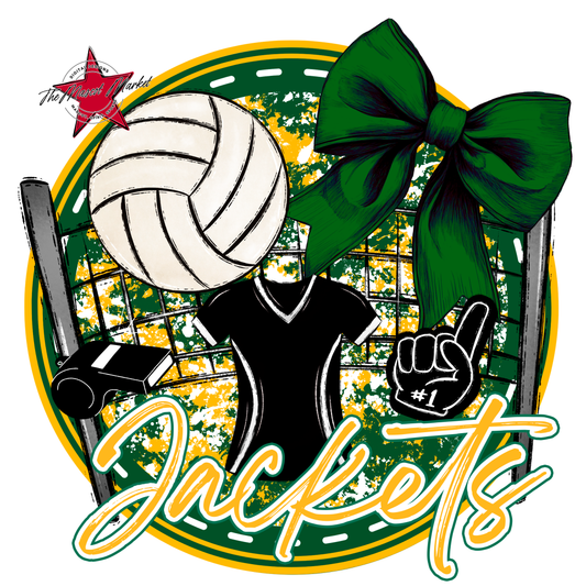 Jackets Circle Volleyball Design-Green-Yellow