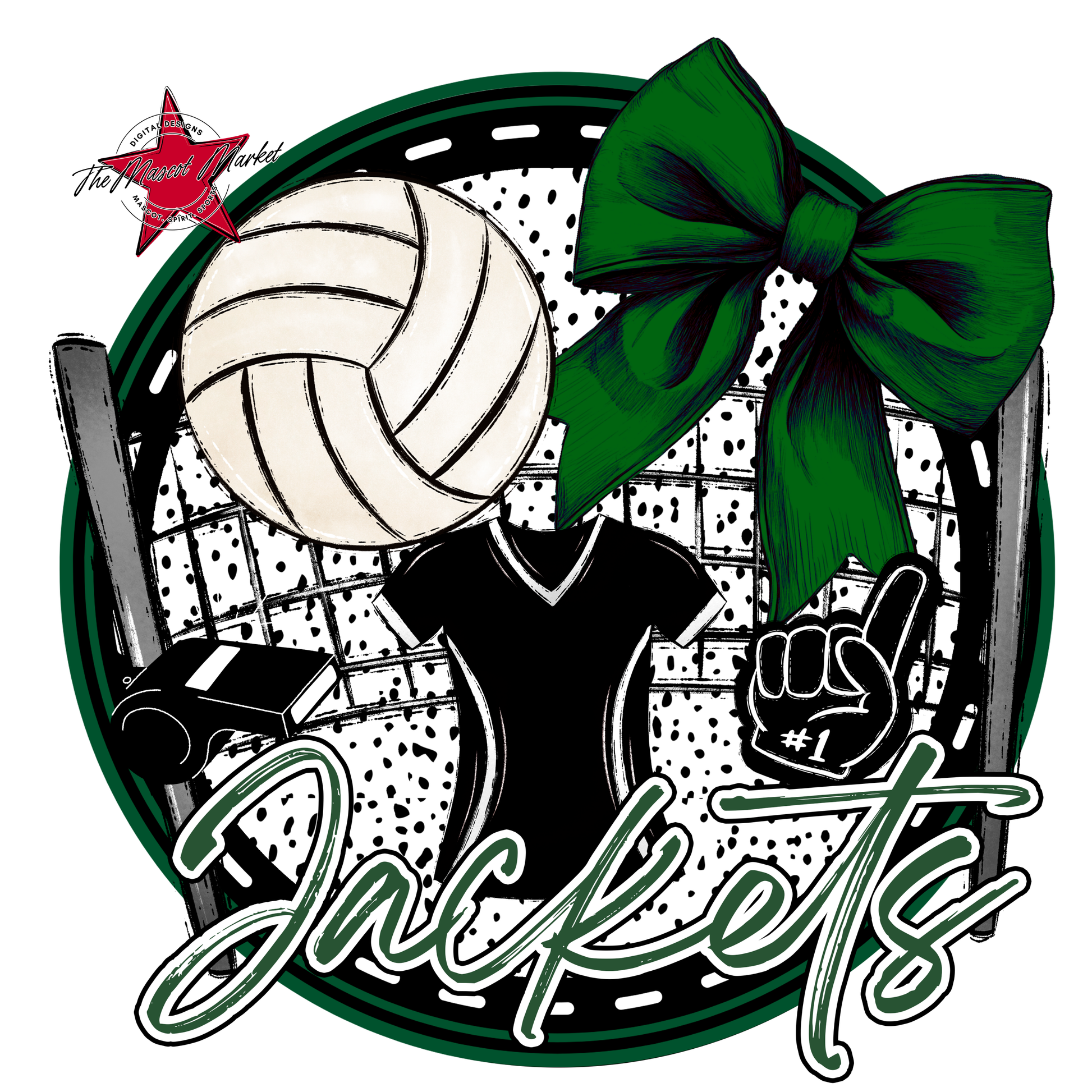 Jackets Circle Volleyball Design-Green