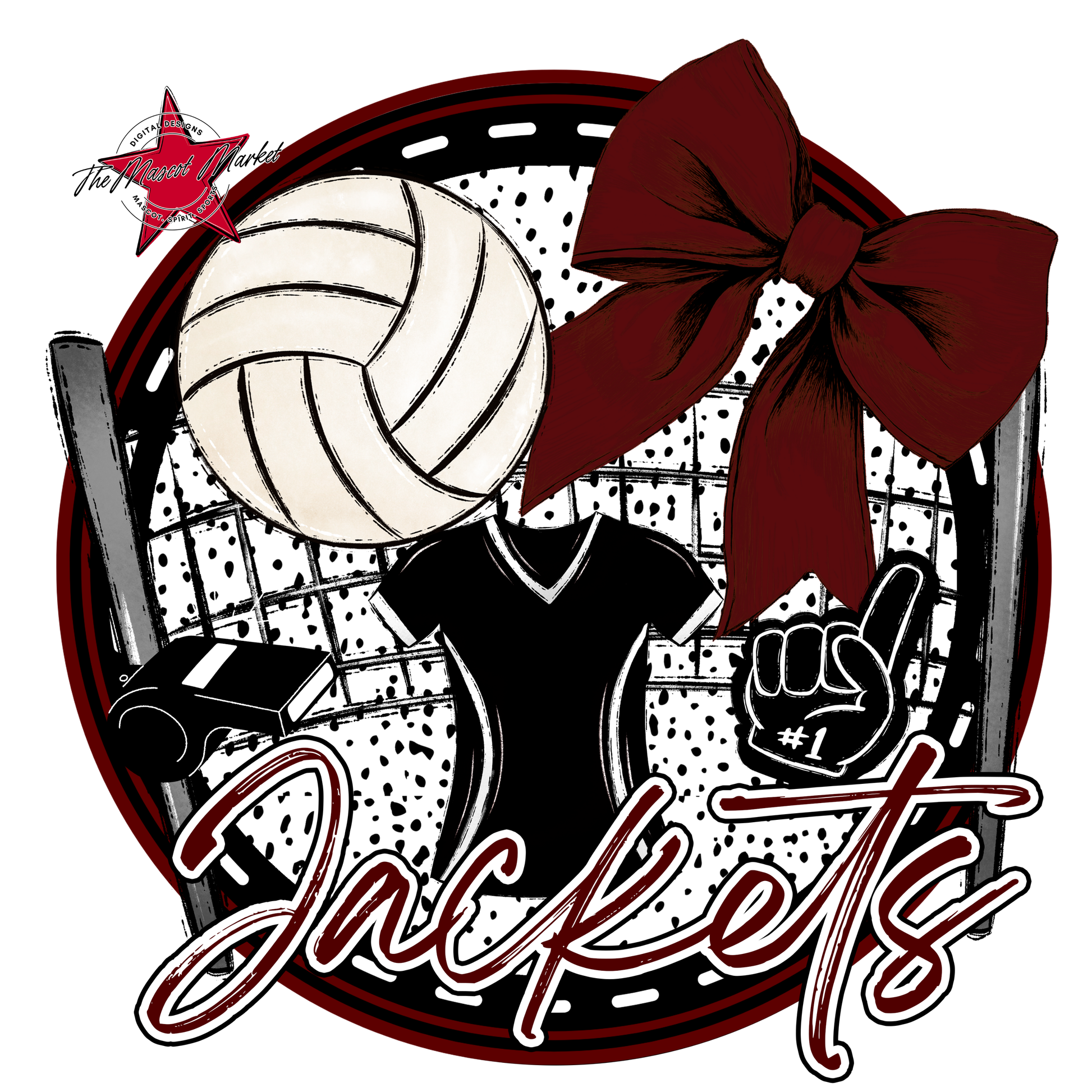 Jackets Circle Volleyball Design-Maroon