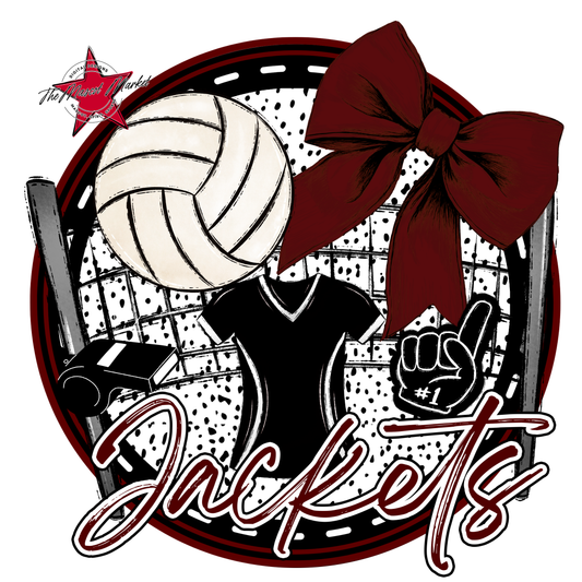 Jackets Circle Volleyball Design-Maroon