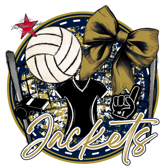 Jackets Circle Volleyball Design-Navy-Gold