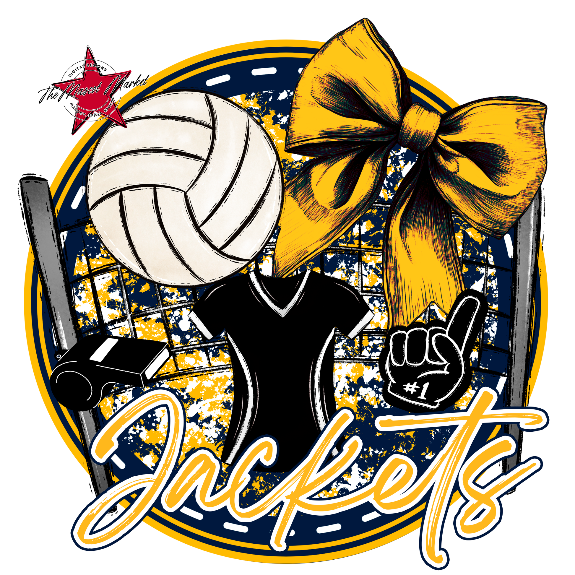 Jackets Circle Volleyball Design-Navy-Yellow