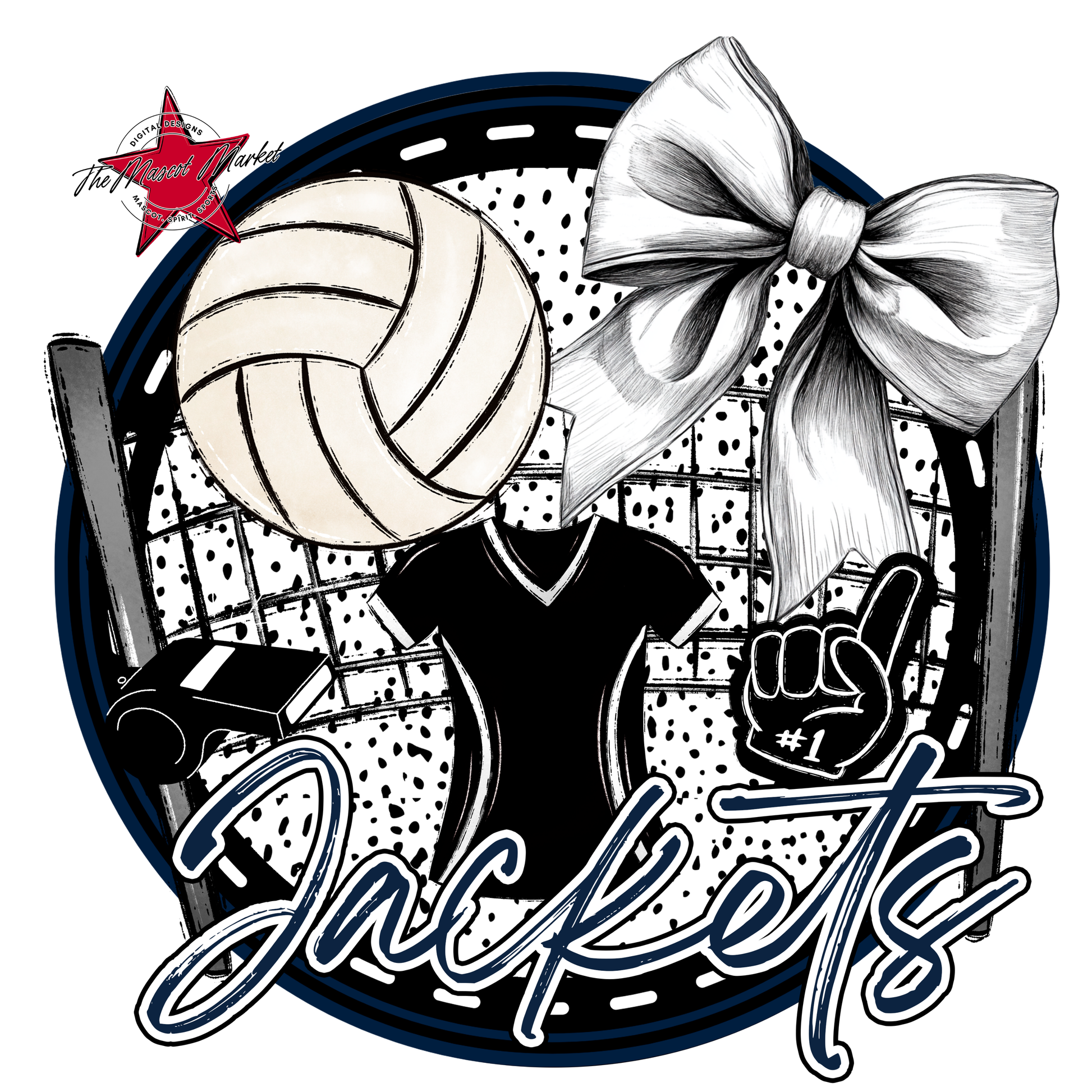 Jackets Circle Volleyball Design-Navy