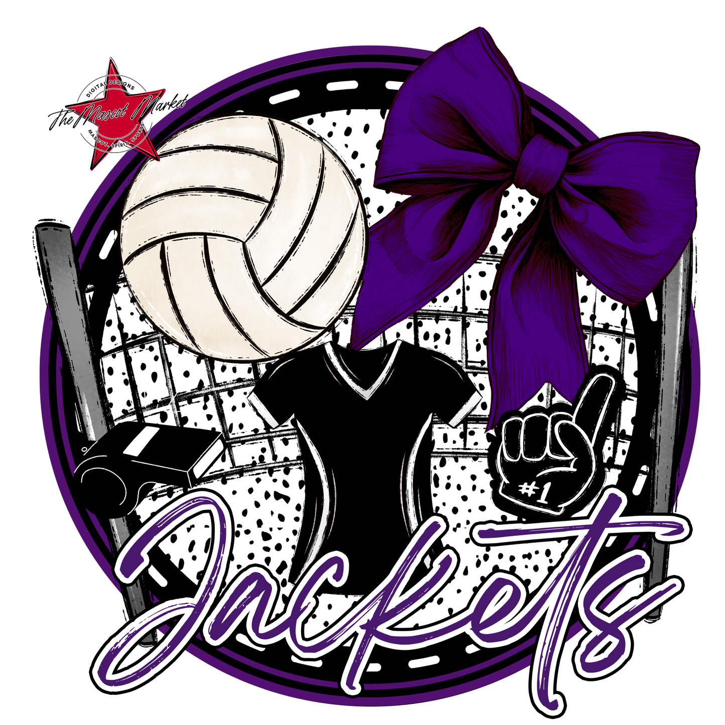 Jackets Circle Volleyball Design-Purple
