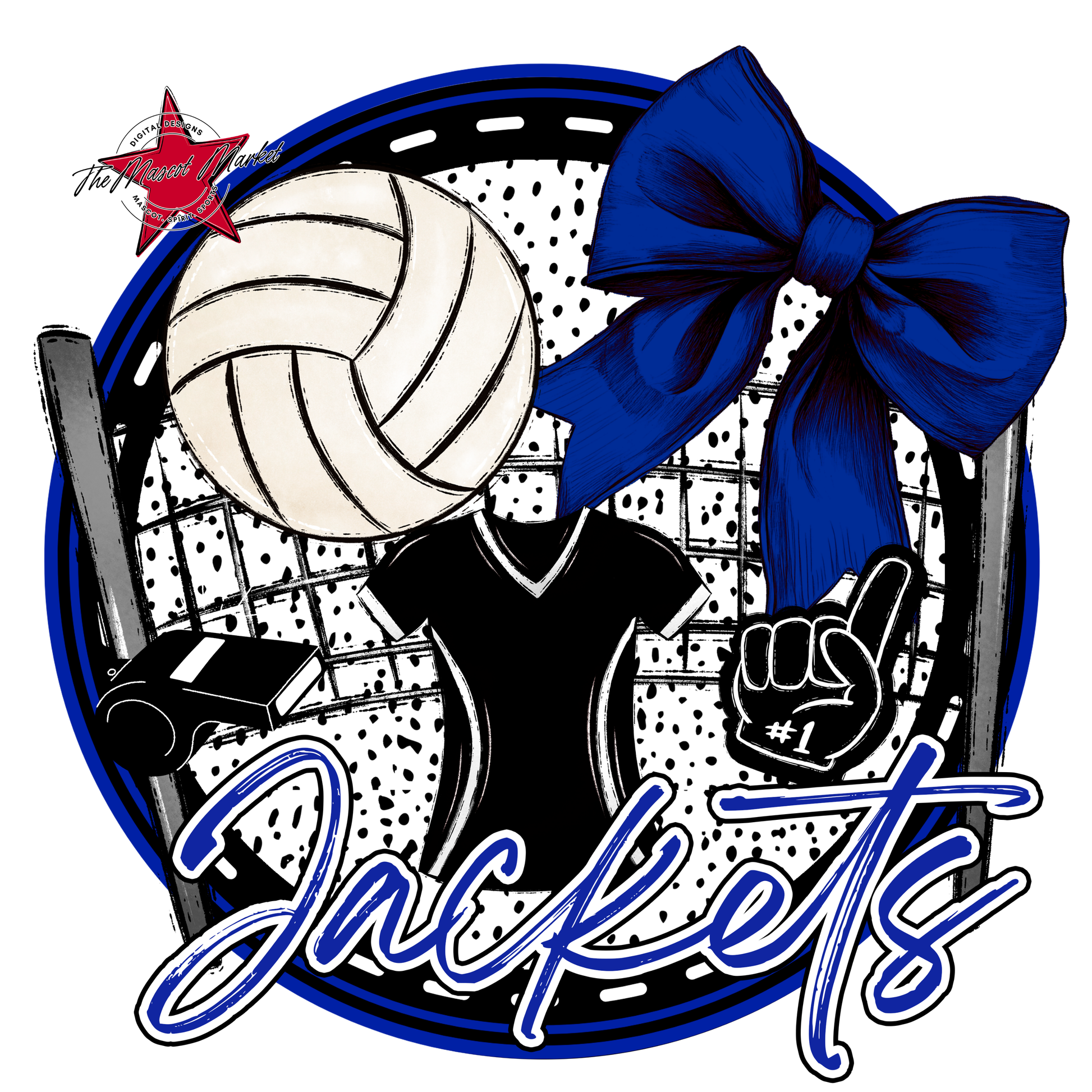 Jackets Circle Volleyball Design-Royal Blue