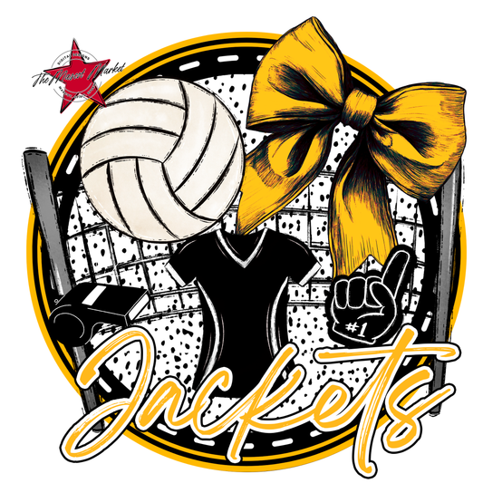 Jackets Circle Volleyball Design-Yellow