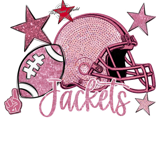 Jackets Football Embroidered Sequins Design-Pink Out