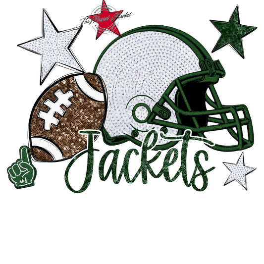 Jackets Football Embroidered Sequins Design-Green