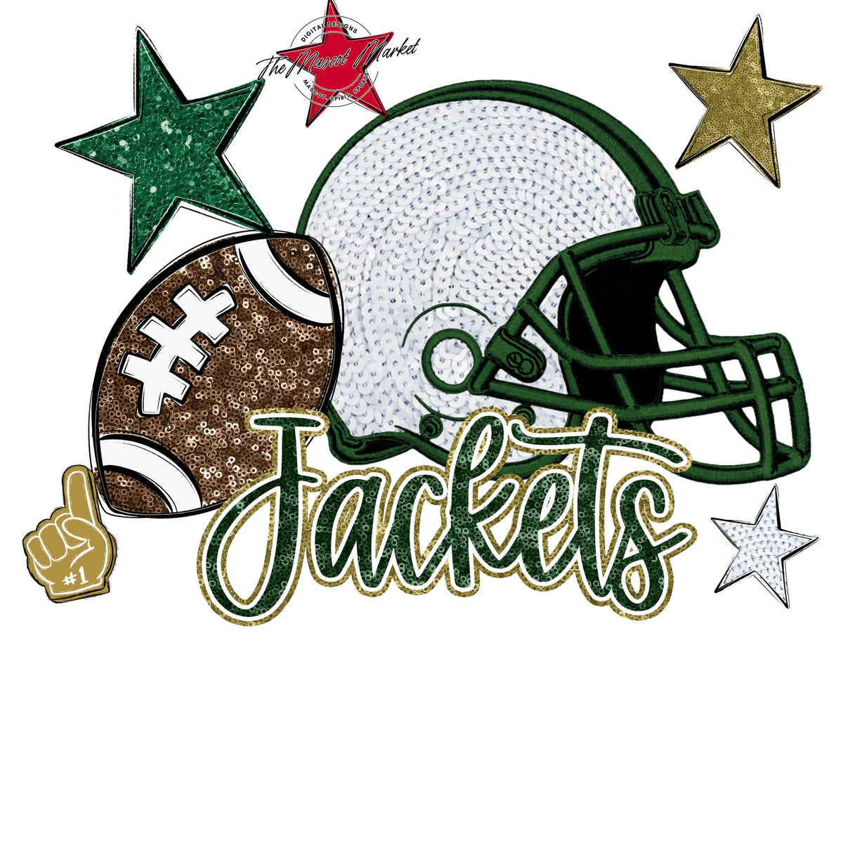 Jackets Football Embroidered Sequins Design-Green & Gold