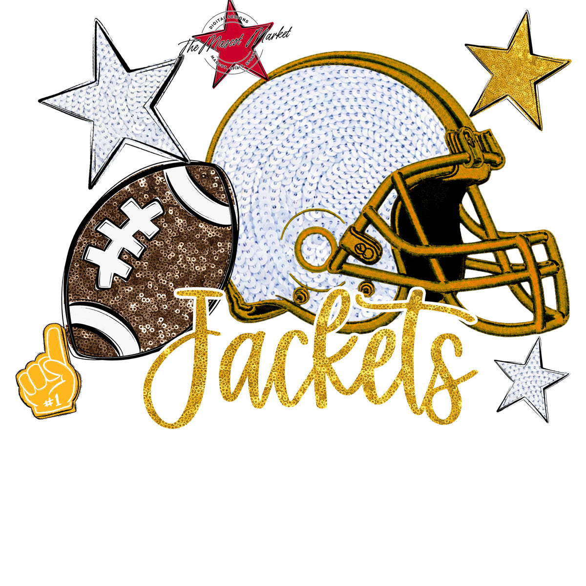 Jackets Football Embroidered Sequins Design-Yellow