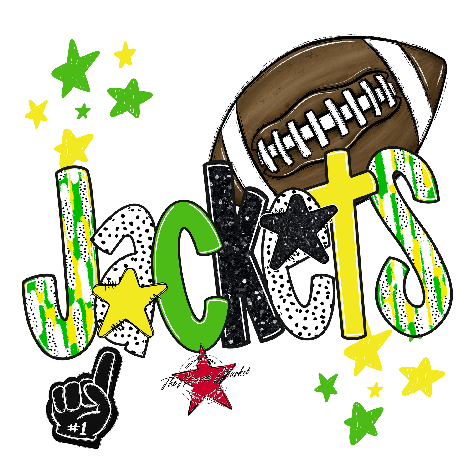 Jackets Football Scrape-Bright Green-Bright Yellow