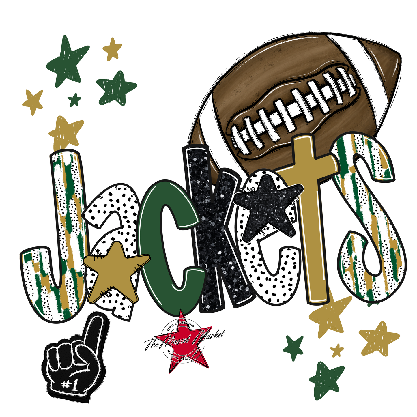 Jackets Football Scrape-Green-Gold