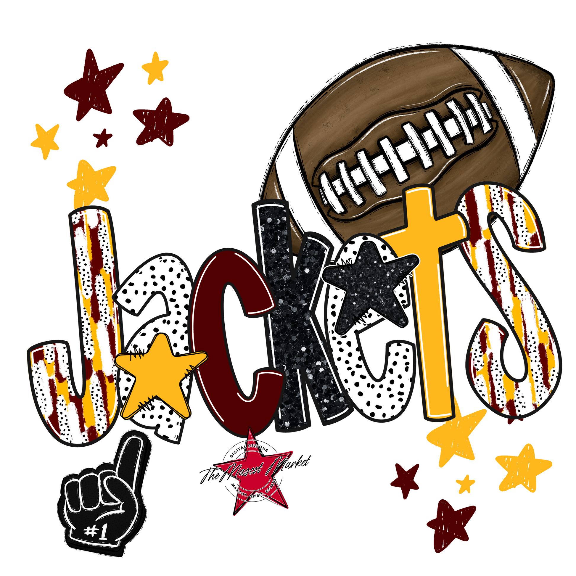 Jackets Football Scrape-Maroon-Yellow