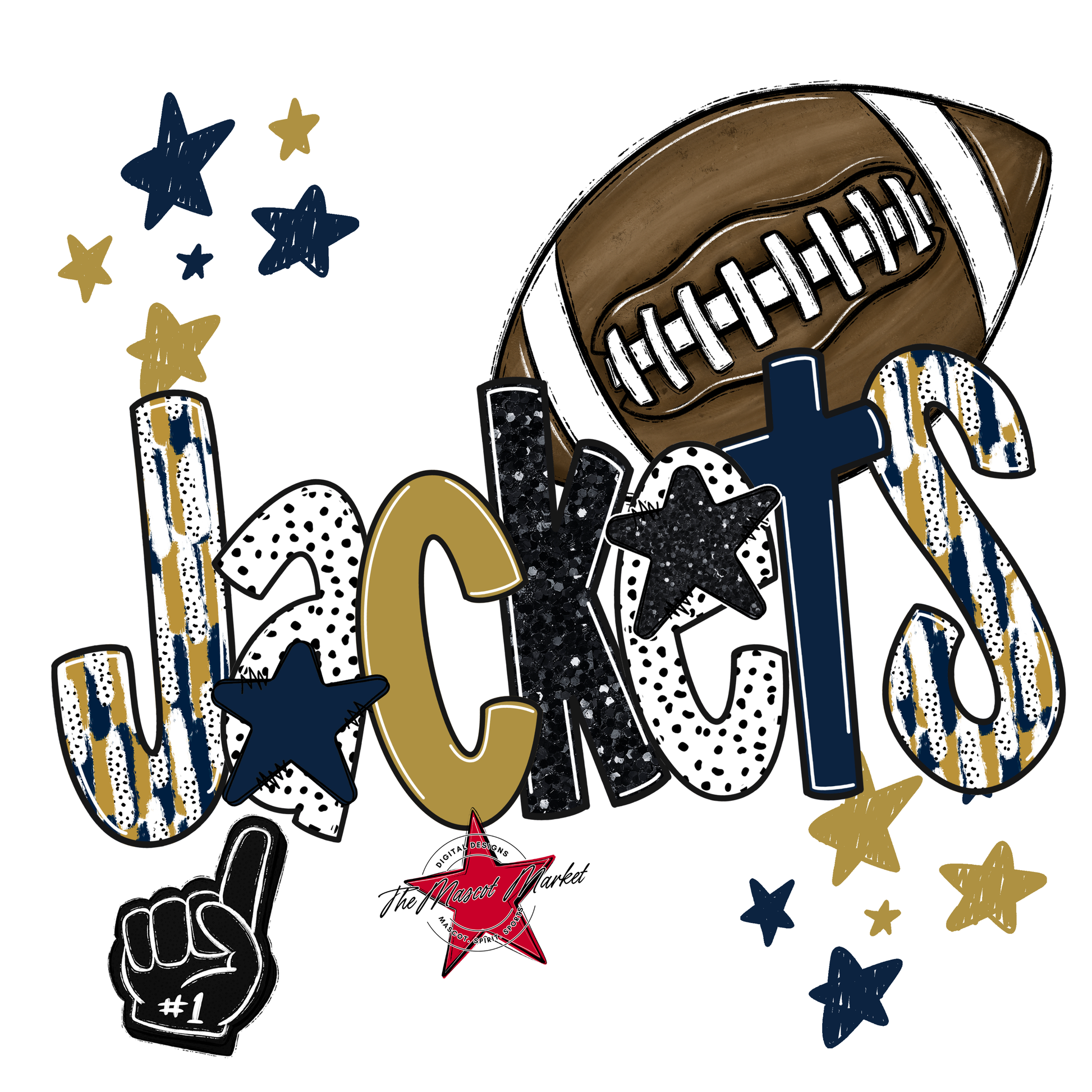 Jackets Football Scrape-Navy-Gold