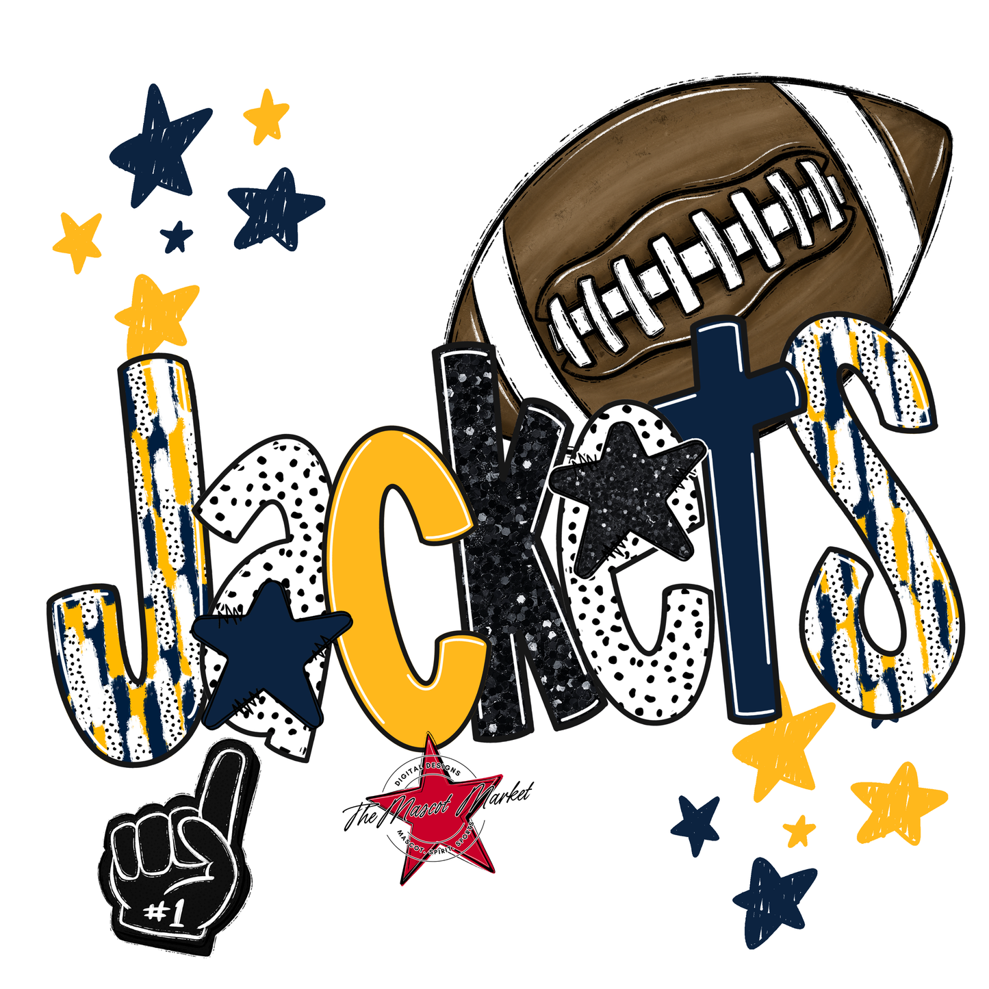 Jackets Football Scrape-Navy-Yellow