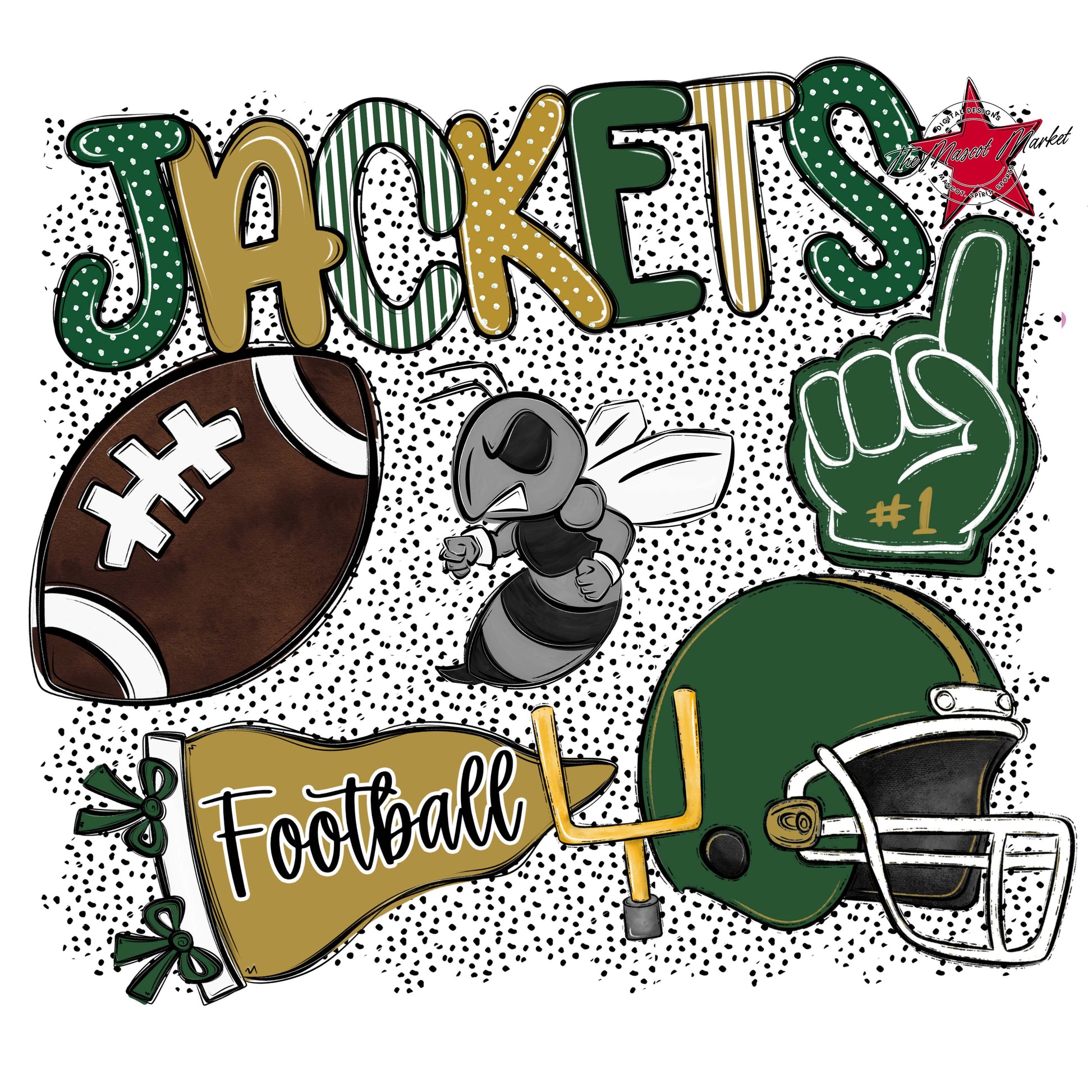 Jackets Football Spirit-Green & Gold