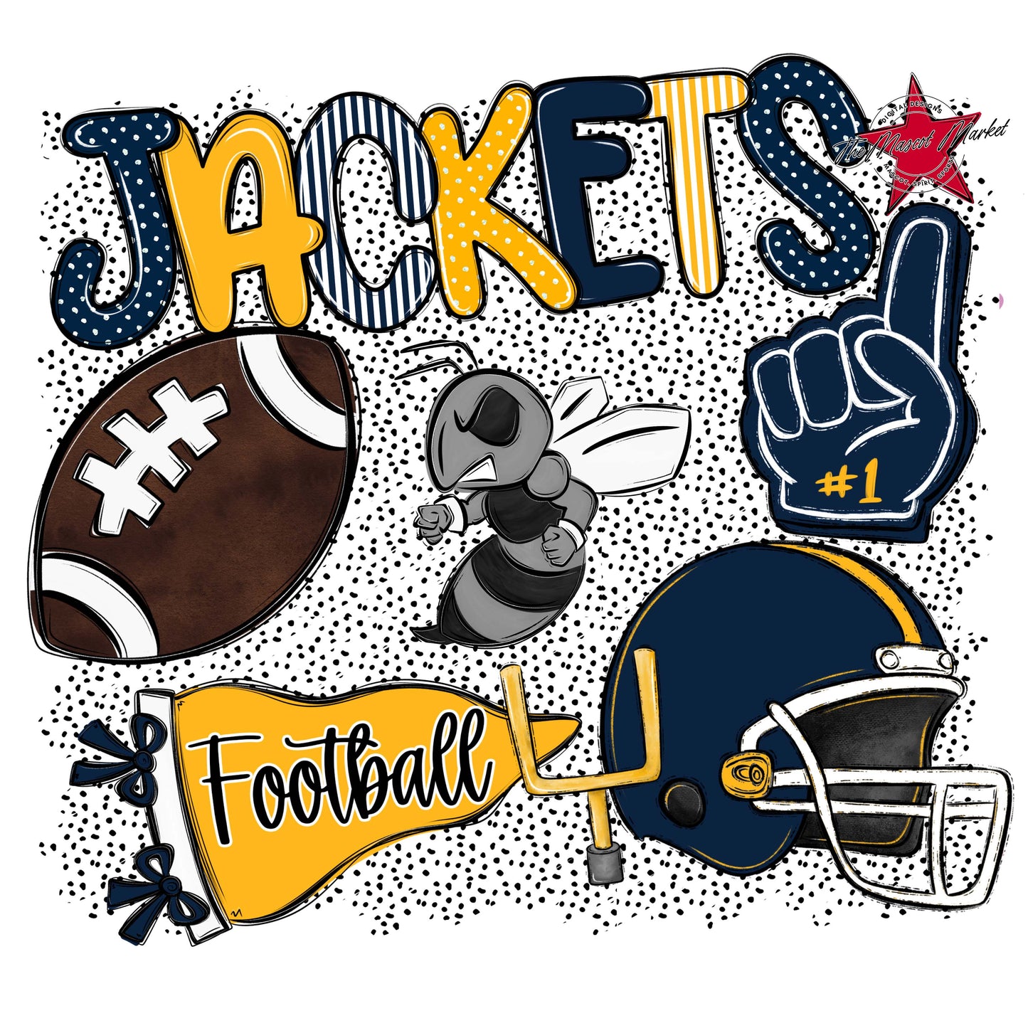 Jackets Football Spirit-Navy & Yellow
