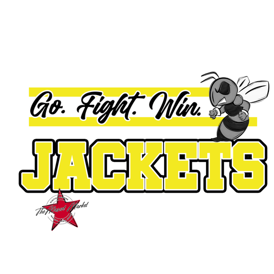Jackets Go Fight Win Mascot Lines-Bright Yellow