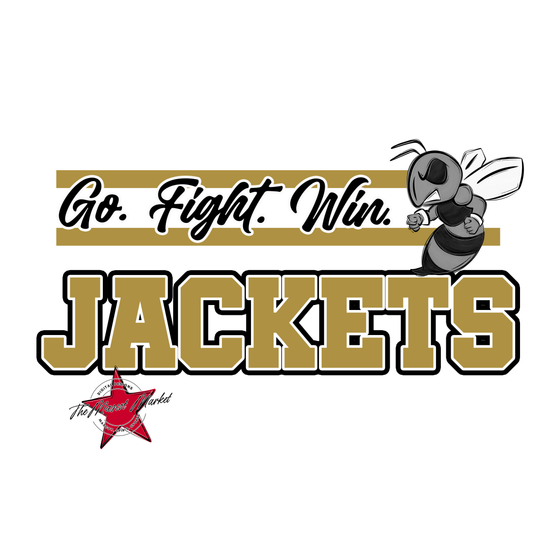 Jackets Go Fight Win Mascot Lines-Gold