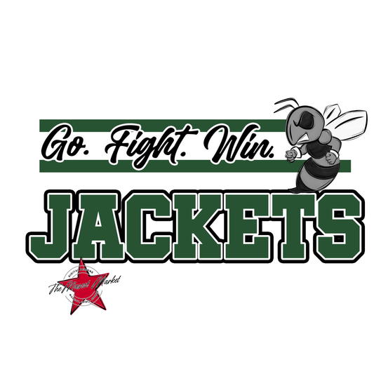 Jackets Go Fight Win Mascot Lines-Green