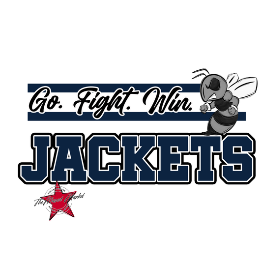 Jackets Go Fight Win Mascot Lines-Navy