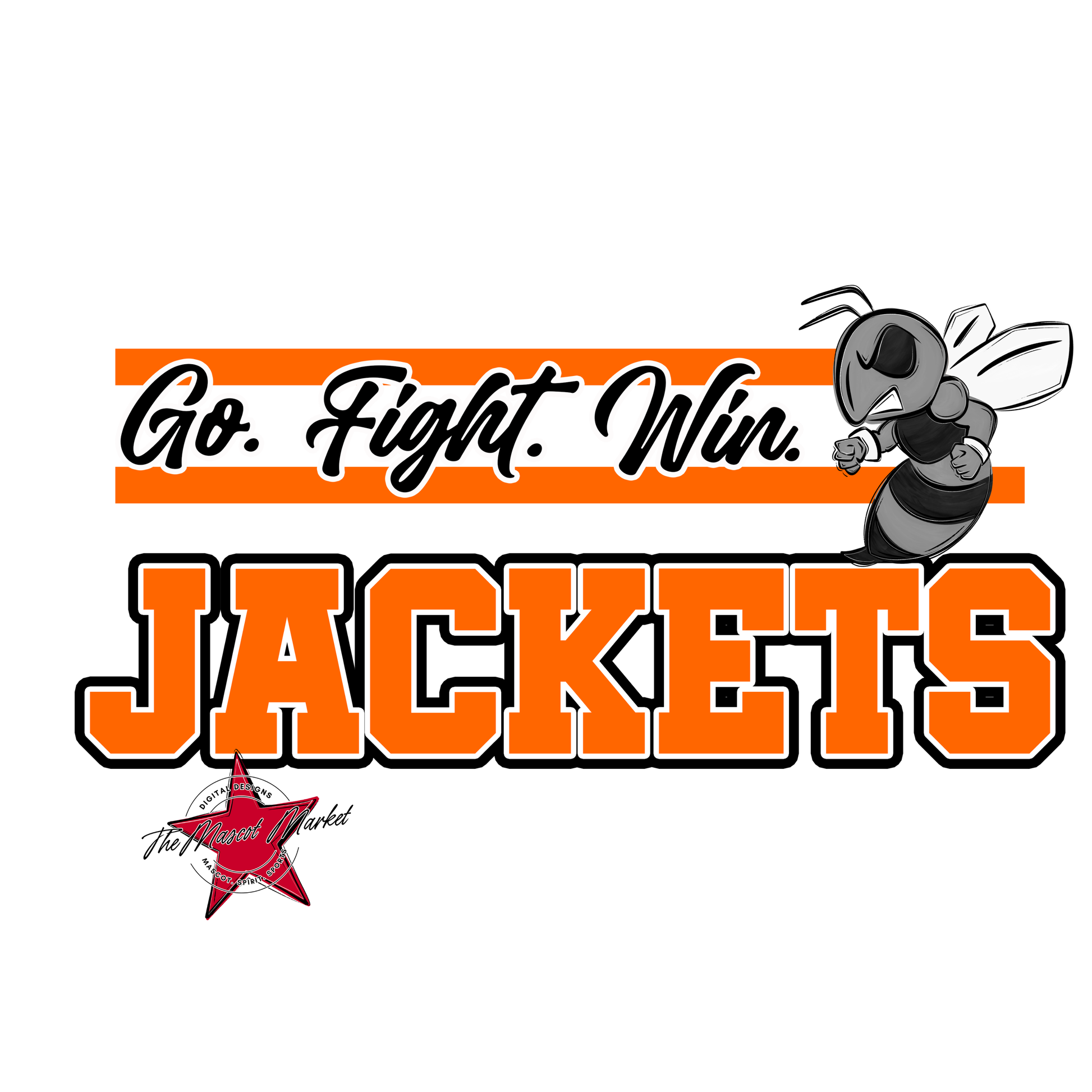 Jackets Go Fight Win Mascot Lines-Orange