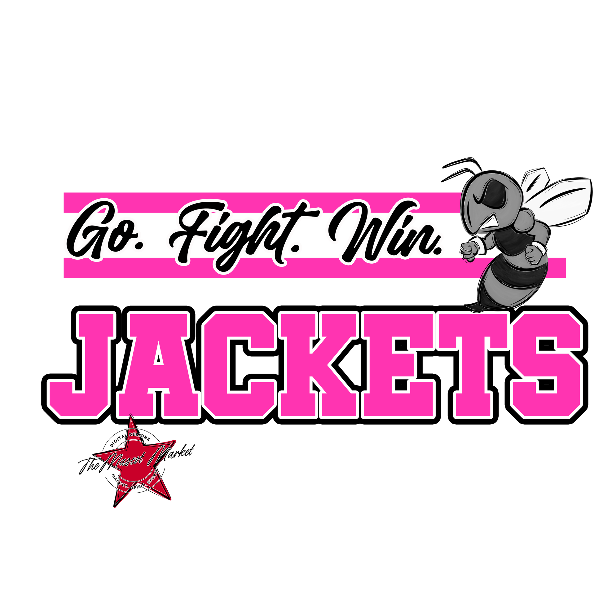 Jackets Go Fight Win Mascot Lines-Pink