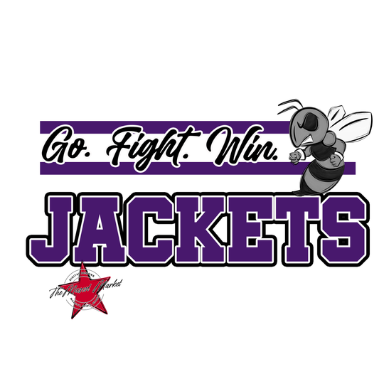 Jackets Go Fight Win Mascot Lines-Purple