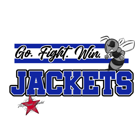 Jackets Go Fight Win Mascot Lines-Royal Blue